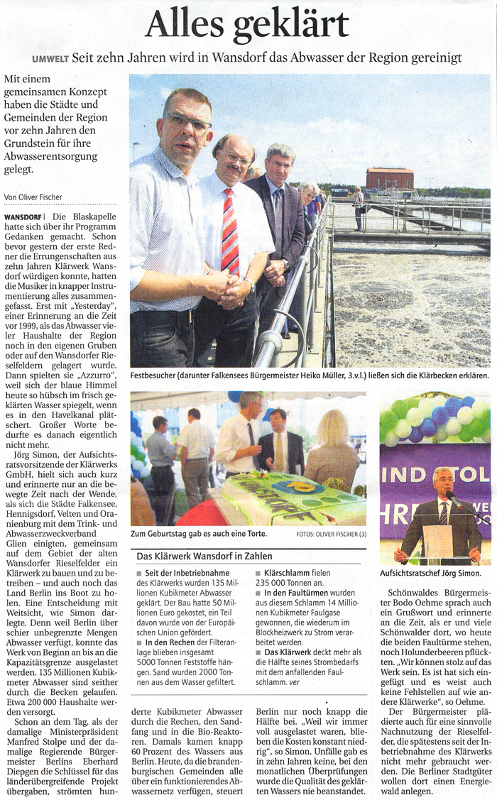 Bericht in der Märkischen Allgemeinen Zeitung